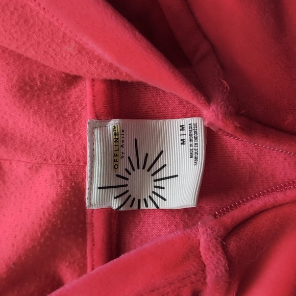 Women's Offline By Aerie Velour Pink Hoodie Jacket - Picture 2 of 2